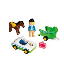 PLAYMOBIL 1-2-3 Όχημα με τρέιλερ μεταφοράς αλόγου 70181