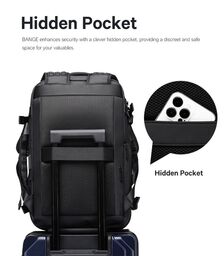 Bange Μαύρο Σακίδιο Πλάτης Vacuum Tsa Lock με ζυγαριά 36L 1909-8  Laptop 17,3”