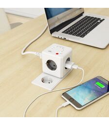 Allocacoc® PowerCube |Extended WiFi| Πολύπριζο 4 θέσεων - Γκρι - 9710/DEEXWF