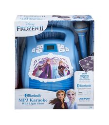 eKids Frozen 2 Bluetooth MP3 Boombox Karaoke & Ασύρματο Μικρόφωνο για παιδιά και εφήβους με ενσωματωμένη μουσική, φωτισμό, Sound Effects (FR-553) (Γαλάζιο/Λευκό)