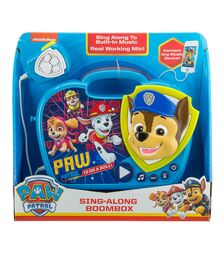 eKids Paw Patrol Boombox Karaoke & Ενσύρματο Μικρόφωνο για παιδιά με ενσωματωμένη μουσική, φωτισμό, Sound Effects (PW-115)  (Μπλε/Κίτρινο)