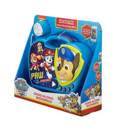 eKids Paw Patrol Boombox Karaoke & Ενσύρματο Μικρόφωνο για παιδιά με ενσωματωμένη μουσική, φωτισμό, Sound Effects (PW-115)  (Μπλε/Κίτρινο)