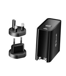 Tellur PDHC1 Φορτιστής δύο θυρών 48W PD (PD30W + QC3.0) 3 βυσμάτων (US, EU, UK), σε μαύρο χρώμα