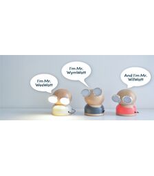 Designnest® GoggleLamp |Mr Watt| Επιτραπέζιο Φωτιστικό από ξύλο σφενδάμου και αλουμίνιο με ρύθμιση φωτεινότητας αφής (grey/blue/wood)