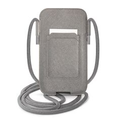 Guess Saffiano Pouch with cord Τσαντάκι κατάλληλο για smartphone Small / Medium (170x95mm) με κορδονάκι (Grey - GUPHMPSASBGR)