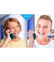 eKids Jurrasic World FRS Deluxe Walkie Talkies για παιδιά & ενήλικες με ενσωματωμένο μεγάφωνο και εμβέλεια 150 μέτρων (JW-212) (Μπλε/Γκρι)
