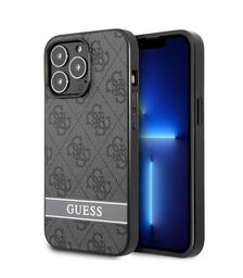 Guess "4G Logo Collection" Printed Stripe Θήκη προστασίας από δερματίνη – iPhone 13 Pro (Γκρι/Μαύρη)
