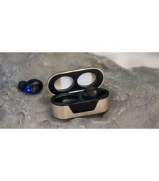 Guess Bluetooth Stereo Headset 5.0 True Wireless Ασύρματα Ακουστικά & θήκη φόρτισης (Gold - GUTWST31ED)