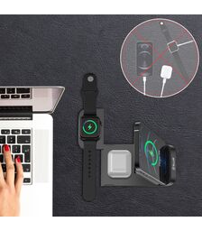 Tellur 3-in-1 Wireless Desk Charger Αναδιπλούμενη βάση ασύρματης φόρτισης 3 σε 1 με υποστήριξη τεχνολογίας Qi