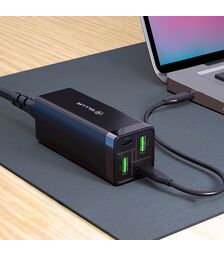 Tellur Universal (EU/UK/US) AC Charger PDHC2 με υποστήριξη Quick Charge 3.0 Φορτιστής τεσσάρων θυρών (2xPowerDelivery + 2x Quick Charge 3.0), σε μαύρο χρώμα