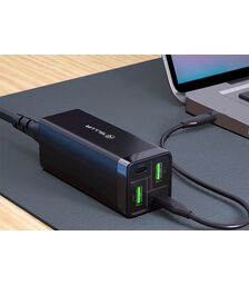 Tellur Universal (EU/UK/US) AC Charger PDHC2 με υποστήριξη Quick Charge 3.0 Φορτιστής τεσσάρων θυρών (2xPowerDelivery + 2x Quick Charge 3.0), σε μαύρο χρώμα