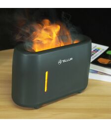 Tellur Flame Aroma Diffuser Ηλεκτρονικός υγραντήρας τηλεχειριζόμενος σε σκούρο γκρι χρώμα (TLL441131)