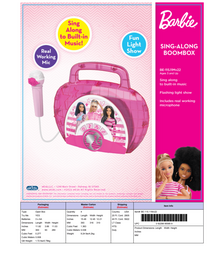 eKids Barbie Boombox Karaoke & Ενσύρματο Μικρόφωνο για παιδιά με ενσωματωμένη μουσική, φωτισμό, Sound Effects (BE-115) (Μωβ/Λευκό)