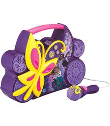 eKids Encanto Boombox Karaoke & Ενσύρματο Μικρόφωνο για παιδιά με ενσωματωμένη μουσική, φωτισμό, Sound Effects (EN-115) (Κίτρινο/Μωβ/Ροζ)