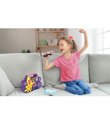 eKids Encanto Boombox Karaoke & Ενσύρματο Μικρόφωνο για παιδιά με ενσωματωμένη μουσική, φωτισμό, Sound Effects (EN-115) (Κίτρινο/Μωβ/Ροζ)