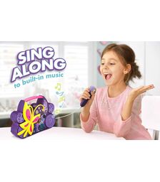 eKids Encanto Boombox Karaoke & Ενσύρματο Μικρόφωνο για παιδιά με ενσωματωμένη μουσική, φωτισμό, Sound Effects (EN-115) (Κίτρινο/Μωβ/Ροζ)