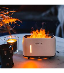 Tellur Flame Aroma Diffuser Ηλεκτρονικός υγραντήρας τηλεχειριζόμενος σε λευκό χρώμα (TLL441121)
