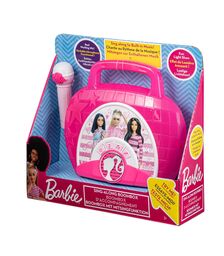 eKids Barbie Boombox Karaoke & Ενσύρματο Μικρόφωνο για παιδιά με ενσωματωμένη μουσική, φωτισμό, Sound Effects (BE-115) (Μωβ/Λευκό)