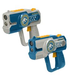 eKids Jurassic World Σετ 2 Laser Tag Blasters για παιδιά & ενήλικες με φωτισμό και δόνηση με εμβέλεια 30 μέτρων (JW-174) (Μπλε/Ασημί)