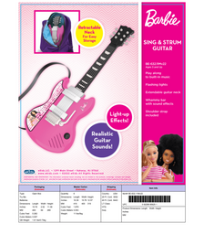 eKids Barbie Sing & Strum Guitar Ηλεκτρική Κιθάρα Karaoke για παιδιά με ενσωματωμένη μουσική, Sound Effects (BE-632) (Μωβ/Λευκό)