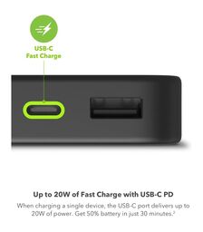Mophie Powerstation 2023 Powerbank 10.000mAh με 2 θύρες USB-A και 1 θύρα USB-C (PowerDelivery 20W) σε μαύρο χρώμα