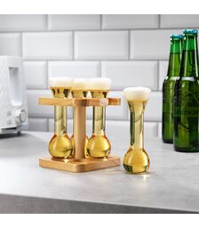 The Source Mini Yards Of Ale - Σετ Μινι Ποτηριών Μπύρας με Ξύλινη Βάση