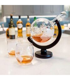 The Source Globe Decanter with Glasses - Σετ Κανάτα Υδρόγειος με 2 ποτήρια