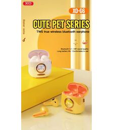 XO G6 TWS Earbuds Bluetooth Handsfree Ακουστικά με Θήκη Φόρτισης Κίτρινα (Pet Series)
