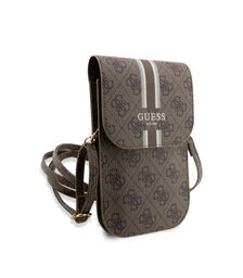 Guess “Wallet 4G Stripes” Pouch with cord Τσαντάκι κατάλληλο για smartphone Small / Medium (170x95mm) με κορδονάκι (Καφέ – GUWBP4RPSW)
