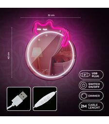 Forever Light Neon Mirror LED Sleeping Cat/White- Pink - Διακοσμητικός Καθρέπτης με LED Neon