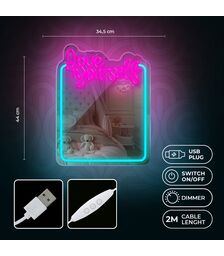 Forever Light Neon Mirror LED Love Yourself/Turquoise Pink - Διακοσμητικός Καθρέπτης με LED Neon
