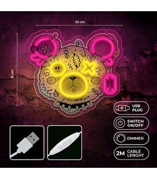 Forever Light Neon Punk Teddy Bear pink-yellow - Διακοσμητικό φωτιστικό τοίχου