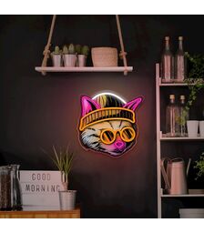 Forever Light Neon Art LED Cat Dreamer - Διακοσμητικό φωτιστικό τοίχου