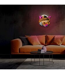 Forever Light Neon Art LED Cat Dreamer - Διακοσμητικό φωτιστικό τοίχου