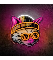 Forever Light Neon Art LED Cat Dreamer - Διακοσμητικό φωτιστικό τοίχου