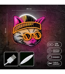Forever Light Neon Art LED Cat Dreamer - Διακοσμητικό φωτιστικό τοίχου