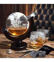 Globe Decanter Set - Μοναδικό Σετ Καράφας και Ποτηριών με Υφή Υδρογείου