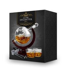 Globe Decanter Set - Μοναδικό Σετ Καράφας και Ποτηριών με Υφή Υδρογείου