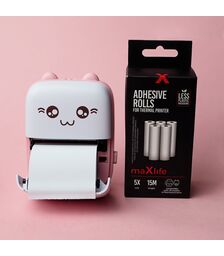 Maxlife Bluetooth thermal printer MXTP-100 pink - Παιδική ψηφιακή φωτογραφική μηχανή στιγμιαιας εκτύπωσης σε ροζ χρώμα
