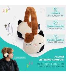 Lazerbuilt Squishmallows Cam the Cat – Λούτρινα Ασύρματα Παιδικά Ακουστικά με Μικρόφωνο