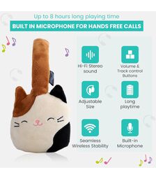 Lazerbuilt Squishmallows Cam the Cat – Λούτρινα Ασύρματα Παιδικά Ακουστικά με Μικρόφωνο
