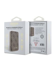 Guess 4G Leather Metal Logo Magsafe Powerbank 5000mAh 15W - Brown