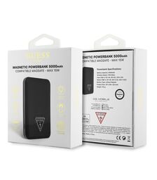 Guess Grained Triangle Logo Magsafe Powerbank 5000mAh 15W (Black - GUPB5FPGTSPSK)