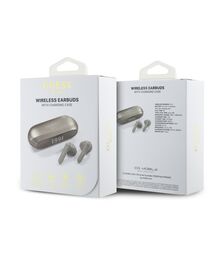 Guess Elongated Metallic Classic Printed Logo True Wireless ENC Earphones (Gold - GUTWSC2MCDSD)