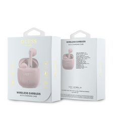 Guess Printed Classic Logo Bluetooth Stereo Headset True Wireless Ασύρματα Ακουστικά & θήκη φόρτισης (Ροζ – GUTWSJ14ESGP)