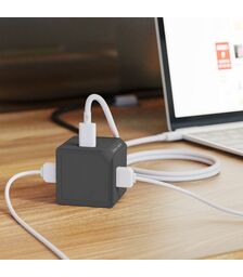 Allocacoc - USBcube - Extended - USB A+C - 1.5m Cable - 65W - Γκρι DH1254GY/EUPD65