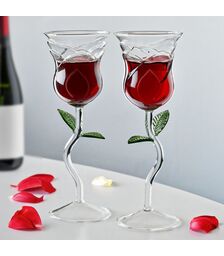 Rose Wine Glass Set – Σετ Ποτηριών Κρασιού με Τριαντάφυλλο