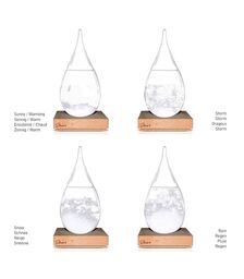 Storm Glass Drop Small – Μικρό Διακοσμητικό Βαρόμετρο σε Σχήμα Σταγόνας με Ξύλινη Βάση (13.5 cm)