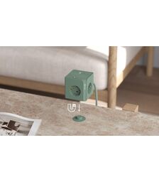 Allocacoc® PowerCube MagnetDock USB A+C PD 45W DE με διακόπτη σε χρώμα πράσινο χακί