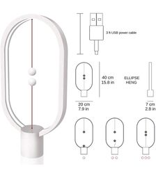 Designnest Heng Balance Type-C |Plastic Lamp Ellipse| Διακοσμητική λάμπα με μαγνητικό διακόπτη (Μαύρο)